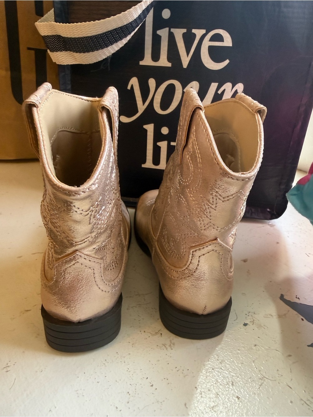 Girls Metallic Pink Cowboy Boots - Kids Western Boot - Picture 4 of 5